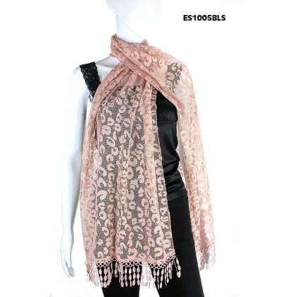 Scarf - 12 PCS Lace w/ Fringes - Leopard Print – SF-ES1005BLS