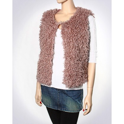 Scarf - 12 PCS Shawl / Wrap : Faux Lamb Fur Solid Color Vest - SF-LFSV3850INPN