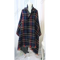 Shawl /Wrap - 12 PCS Plaid And Wish Bone Prints - Navy Color - SF-RUM07NV