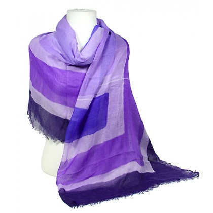 Scarf - 12 PCS Shawl - Concentric Square Print - Purple / Lavender - SF-SSF50545PKX